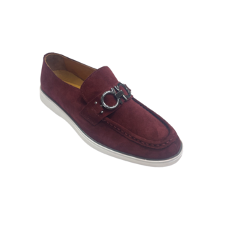 Sigotto Uomo Sigotto Men's Shoes Purple Suede Leather G Buckle Loafers (6524)