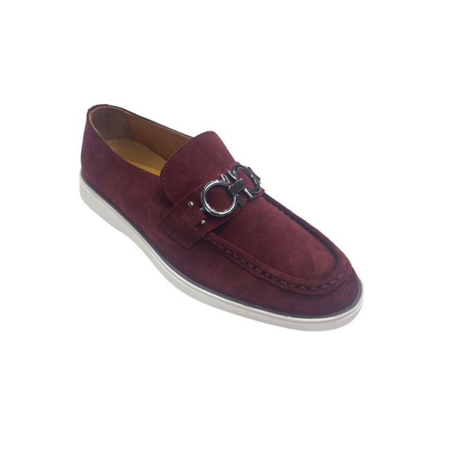 Sigotto Uomo Sigotto Men's Shoes Purple Suede Leather G Buckle Loafers (6524)