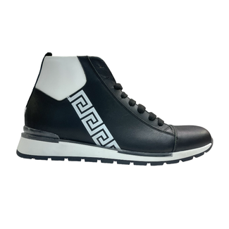 Duca Duca Genuine Calf Leather Greek-Key Black/White Nappa