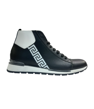 Duca Duca Genuine Calf Leather Greek-Key Black/White Nappa