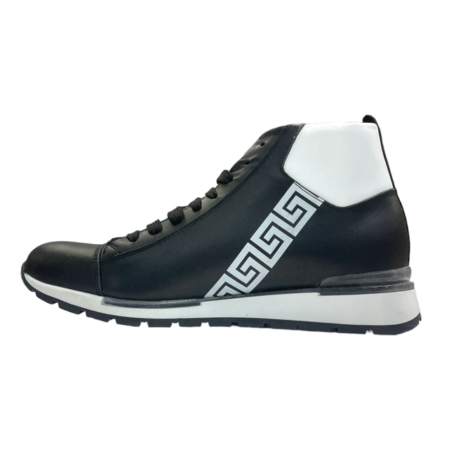 Duca Genuine Calf Leather Greek-Key Black/White Nappa