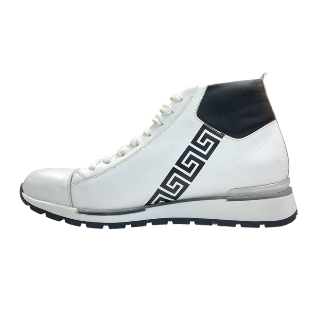 Duca Genuine Calf Leather Greek-Key Black/White Nappa