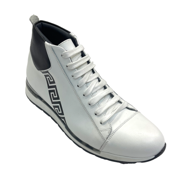 Duca Genuine Calf Leather Greek-Key Black/White Nappa