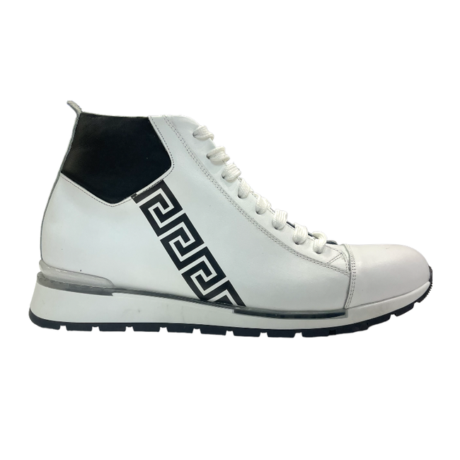 Duca Genuine Calf Leather Greek-Key Black/White Nappa