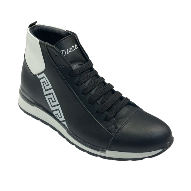 Duca Genuine Calf Leather Greek-Key Black/White Nappa