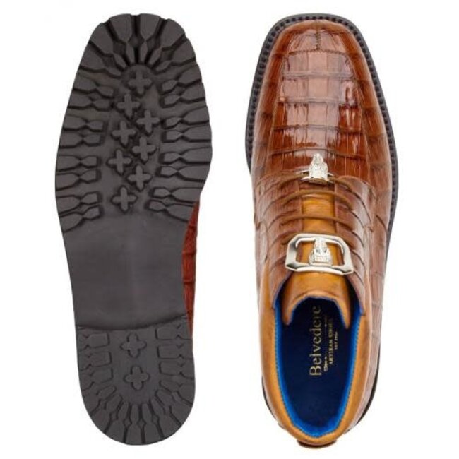 Belvedere "Gallardo" Antique Sport Genuine Crocodile Tractor Sole Ankle Boots,