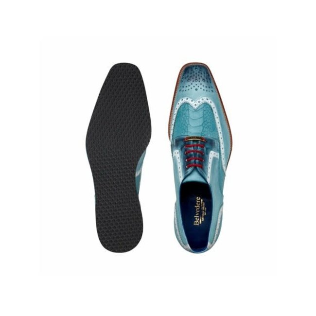 Belvedere Leather Ostrich Wing Tip Shoe