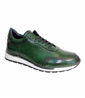 Duca Duca Marini Green All Calf Leather Sneaker, Made In Italy