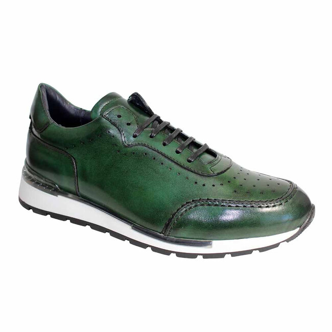 Duca Marini Green All Calf Leather Sneaker, Made In Italy
