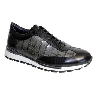 Duca Duca Varsi Black With Dark Grey Crocodile calfskin sneakers