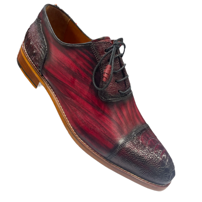 TCW Genuine Ostrich Leg & Calfskin Derby Shoes '7485'