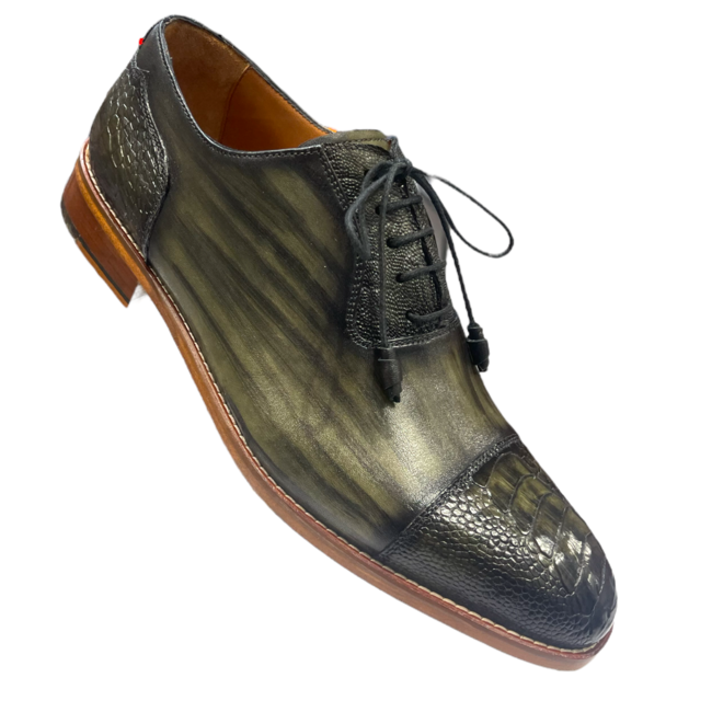TCW Genuine Ostrich Leg & Calfskin Derby Shoes '7485'