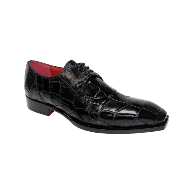 Fennix Logan Men's Shoes Black Alligator Exotic Oxfords (FX1037)