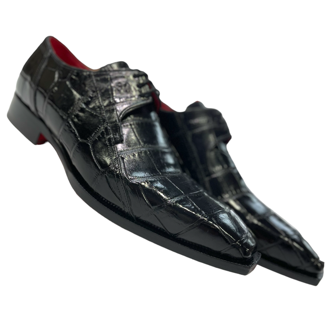 Fennix Logan Men's Shoes Black Alligator Exotic Oxfords (FX1037)