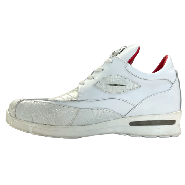 Fennix Mason Leather & Alligator Sneakers White