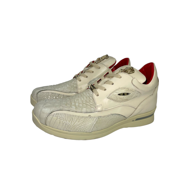 Fennix Mason Leather & Alligator Sneakers White
