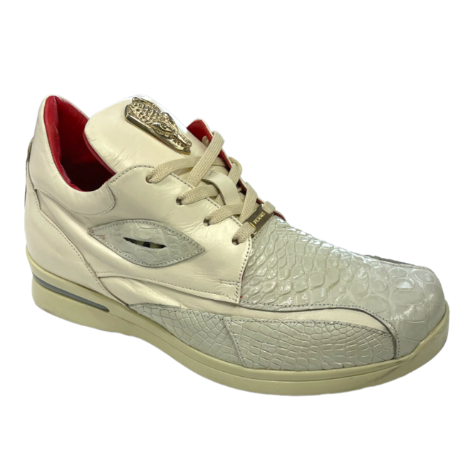 Fennix Mason Leather & Alligator Sneakers White