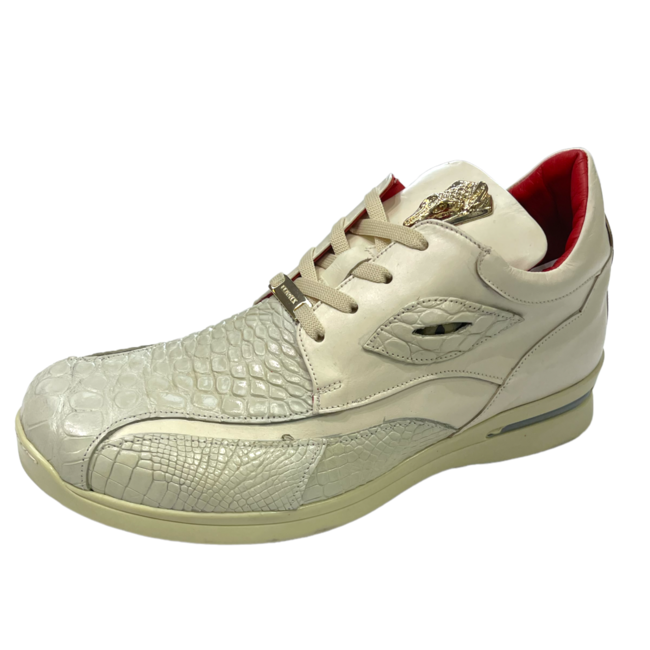 Fennix Mason Leather & Alligator Sneakers White