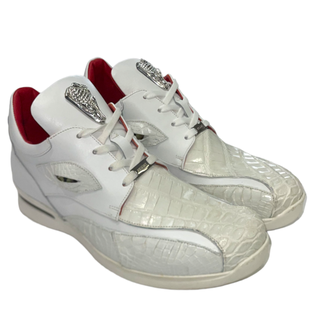 Fennix Mason Leather & Alligator Sneakers White