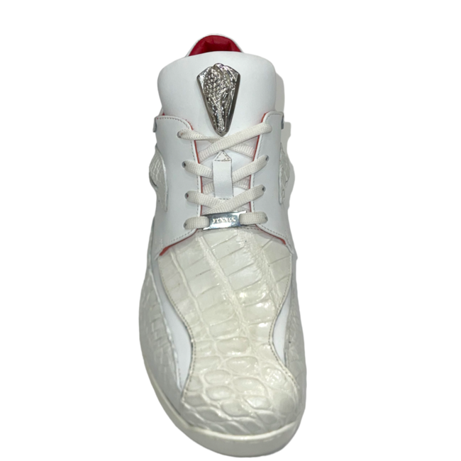 Fennix Mason Leather & Alligator Sneakers White