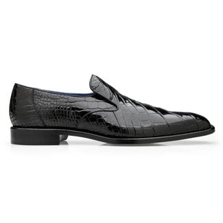 Belvedere BELVEDERE GENOVA R53 MEN'S DESIGNER SHOES BLACK EXOTIC ALLIGATOR SLIP-ON LOAFERS (BV3099)