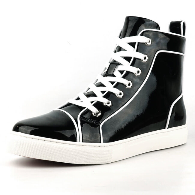 Encore By Fiesso FI-2416 Black Patent Leather High Top Sneaker