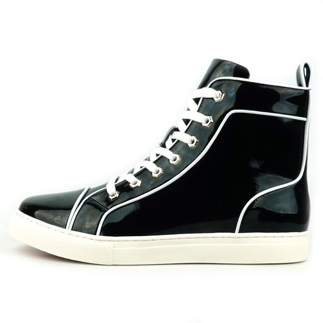 Encore By Fiesso FI-2416 Black Patent Leather High Top Sneaker