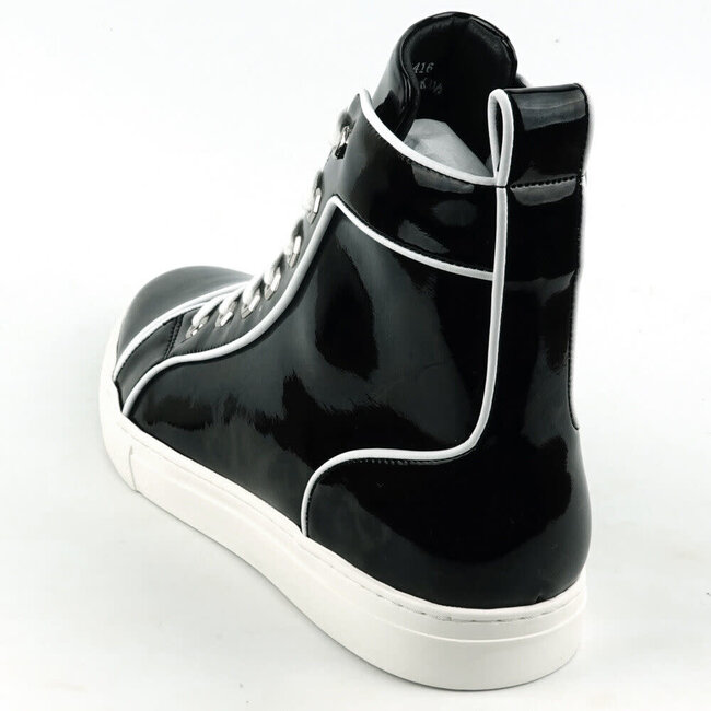 Encore By Fiesso FI-2416 Black Patent Leather High Top Sneaker