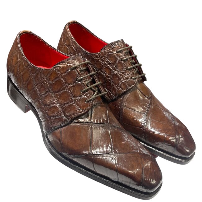 Fennix Blake Alligator Derby Shoes Brown
