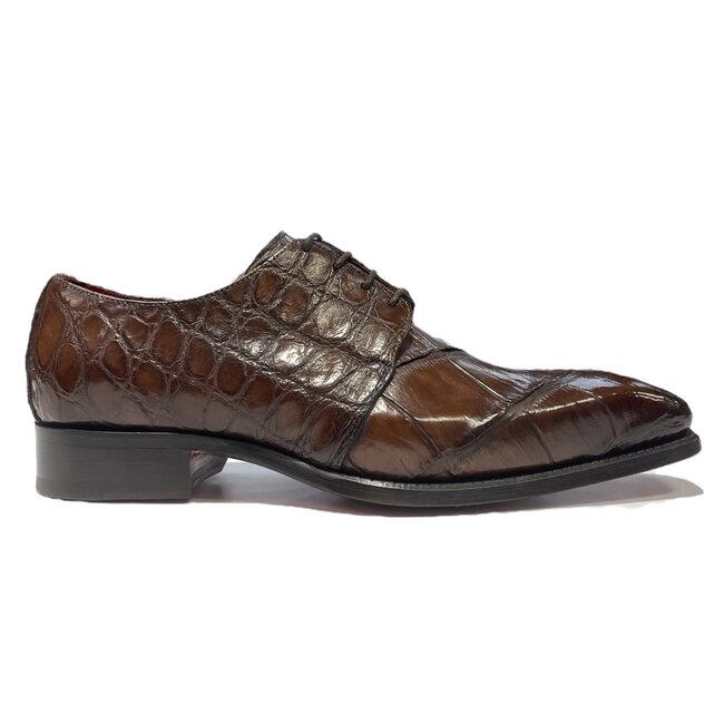 Fennix Blake Alligator Derby Shoes Brown