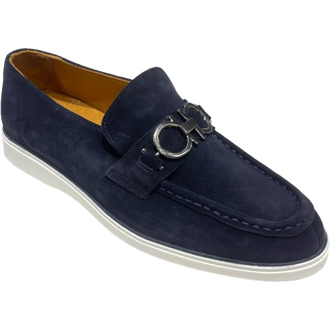 Sigotto Men's Shoes Purple Suede Leather G Buckle Loafers (6524)