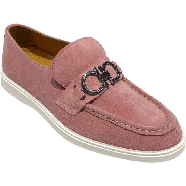 Sigotto Men's Shoes Purple Suede Leather G Buckle Loafers (6524)