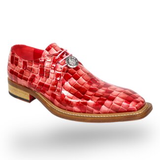 Emilio Franco Emilio Franco Santo Men's Shoes Red Multi Patent Leather Croc Print Oxford