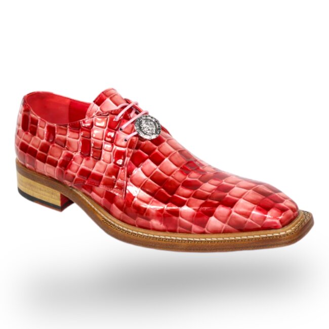 Emilio Franco Santo Men's Shoes Red Multi Patent Leather Croc Print Oxford