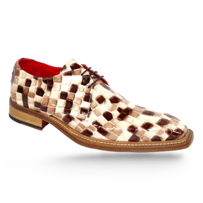 Emilio Franco Santo Men's Shoes Red Multi Patent Leather Croc Print Oxford