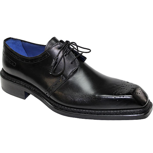 Emilio Franco "Lando" Premium Italian Leather Black Dress Shoes For Men