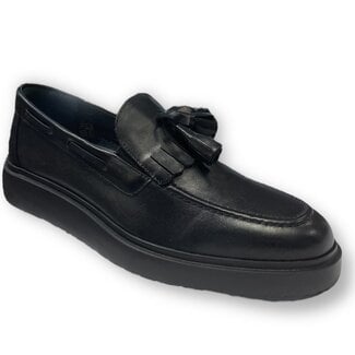 Moc Toe Tassel Slip-On Leather  Loafers, Black