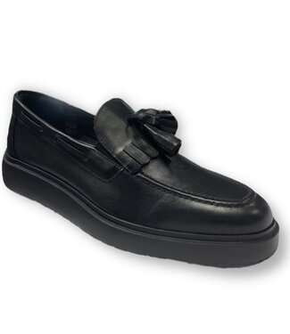 Moc Toe Tassel Slip-On Leather  Loafers, Black