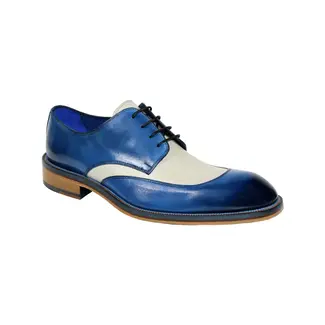 Emilio Franco Emilio Franco Cosimo Men's Shoes Ocean Blue/Bone Calf-Skin Oxfords (EF1158)