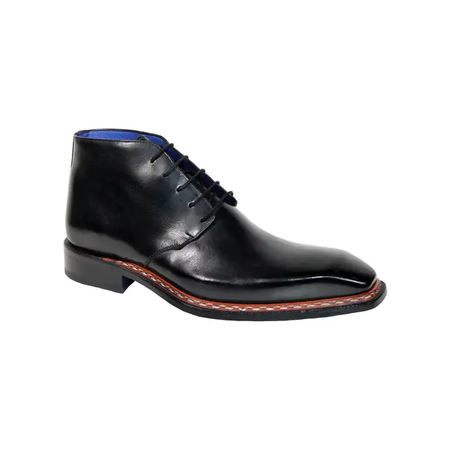 Emilio Franco Rocco Men's Shoes Black Calf-Skin Leather Boot, (EF2907)