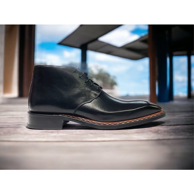 Emilio Franco Rocco Men's Shoes Black Calf-Skin Leather Boot, (EF2907)