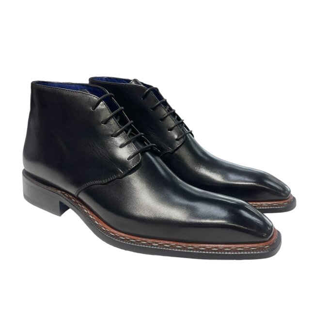 Emilio Franco Rocco Men's Shoes Black Calf-Skin Leather Boot, (EF2907)