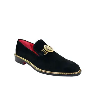 Emilio Franco Emilio Franco EF102 Men's Shoes Black Suede Loafers