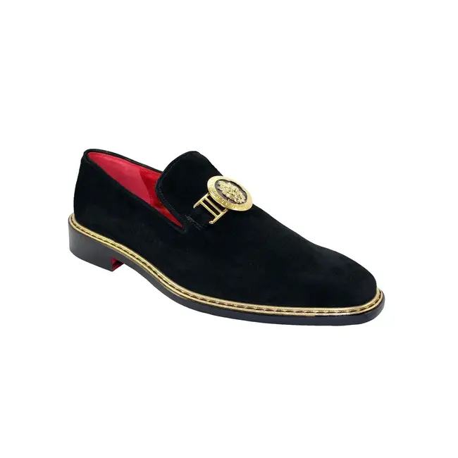 Emilio Franco EF102 Men's Shoes Black Suede Loafers