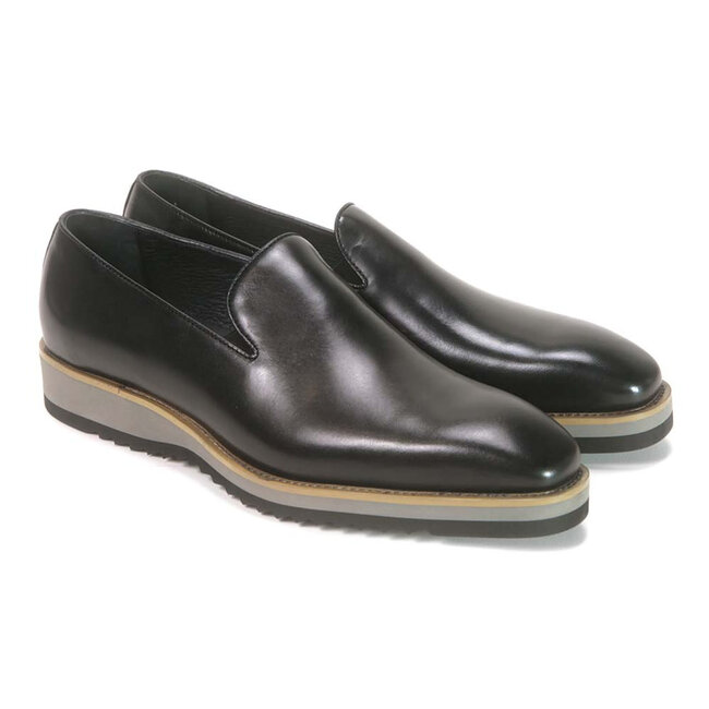 Carrucci Black Whole Cut Leather Men’s Slip On Loafer