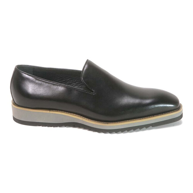 Carrucci Black Whole Cut Leather Men’s Slip On Loafer