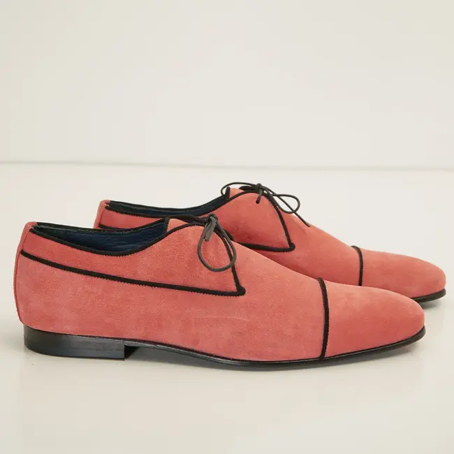 N° D1016 THE FORMAL LEATHER CAP TOE DERBY SHOES - LIGHT PINK SUEDE