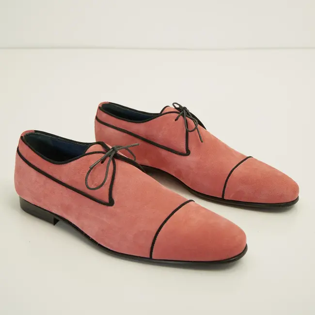N° D1016 THE FORMAL LEATHER CAP TOE DERBY SHOES - LIGHT PINK SUEDE