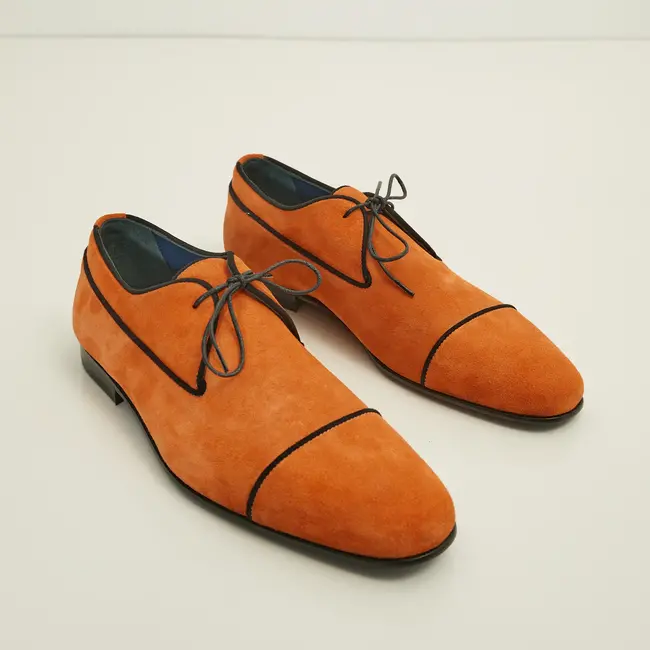 N° D1016 THE FORMAL LEATHER CAP TOE DERBY SHOES - LIGHT PINK SUEDE