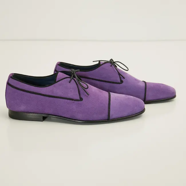 N° D1016 THE FORMAL LEATHER CAP TOE DERBY SHOES - LIGHT PINK SUEDE